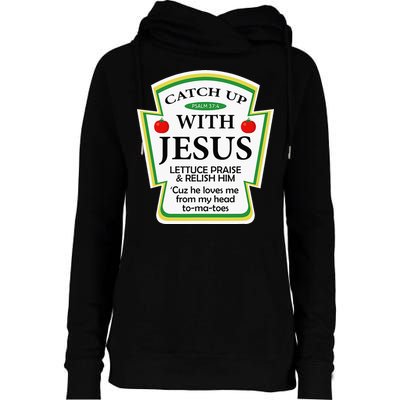 Funny Christian Catch Up With Jesus Ketchup Hoodie Womens Funnel Neck Pullover Hood
