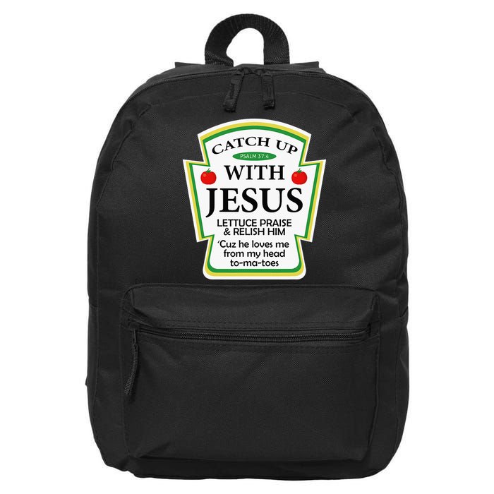 Funny Christian Catch Up With Jesus Ketchup Hoodie 16 in Basic Backpack