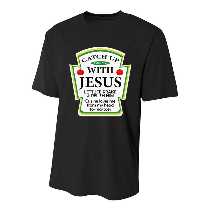 Funny Christian Catch Up With Jesus Ketchup Hoodie Youth Performance Sprint T-Shirt