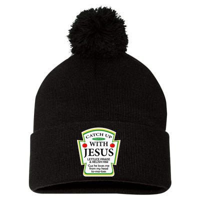 Funny Christian Catch Up With Jesus Ketchup Hoodie Pom Pom 12in Knit Beanie