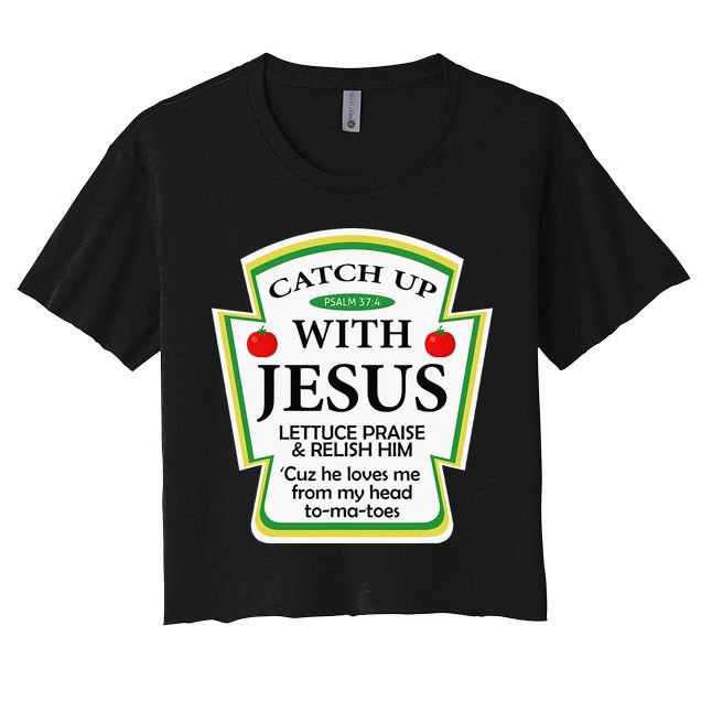 Funny Christian Catch Up With Jesus Ketchup Hoodie Crop Top