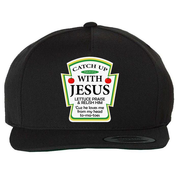 Funny Christian Catch Up With Jesus Ketchup Hoodie Wool Snapback Cap