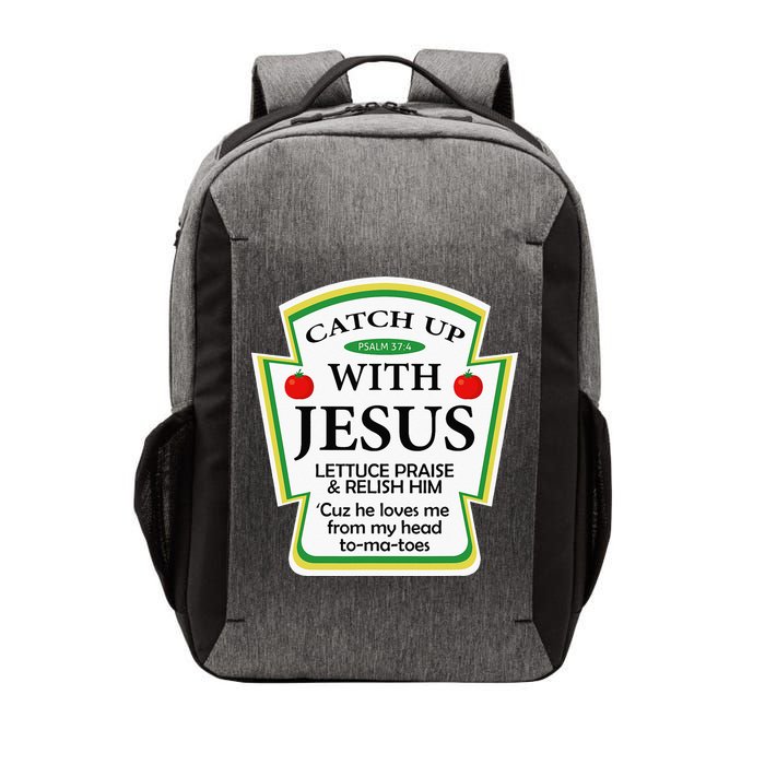 Funny Christian Catch Up With Jesus Ketchup Hoodie Vector Backpack
