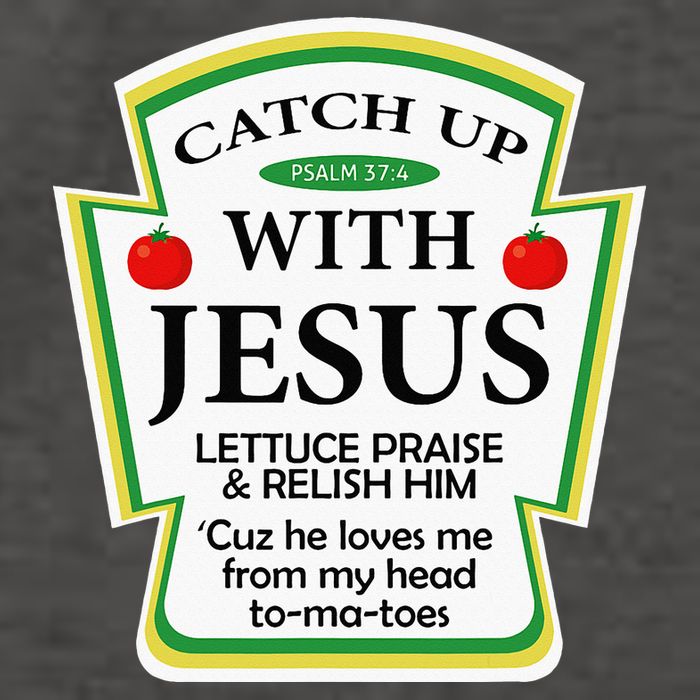Funny Christian Catch Up With Jesus Ketchup Hoodie Vector Backpack