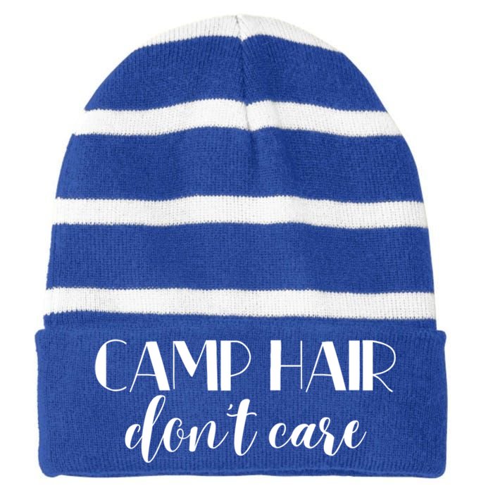 Funny Campers Camp Hair Dont Care Fun Camping Meaningful Gift Striped Beanie with Solid Band