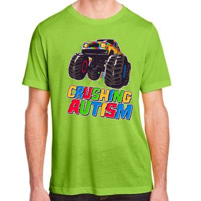 Funny Cool Crushing Autism Puzzle Piece Monster Truck Adult ChromaSoft Performance T-Shirt