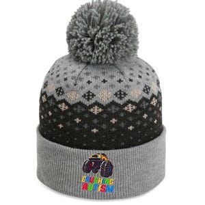 Funny Cool Crushing Autism Puzzle Piece Monster Truck The Baniff Cuffed Pom Beanie