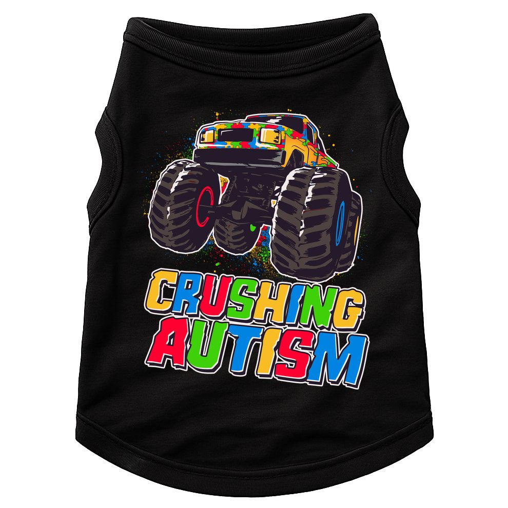 Funny Cool Crushing Autism Puzzle Piece Monster Truck Doggie Tank