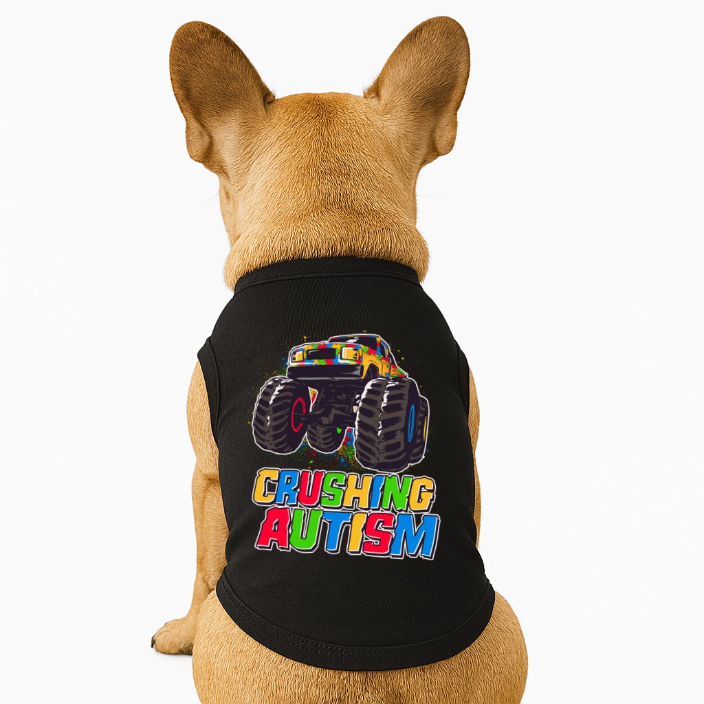 Funny Cool Crushing Autism Puzzle Piece Monster Truck Doggie Tank