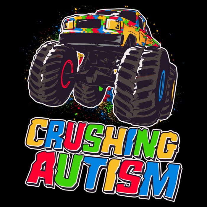 Funny Cool Crushing Autism Puzzle Piece Monster Truck Cooling Performance Crew T-Shirt