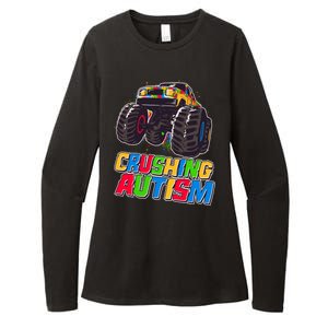 Funny Cool Crushing Autism Puzzle Piece Monster Truck Womens CVC Long Sleeve Shirt