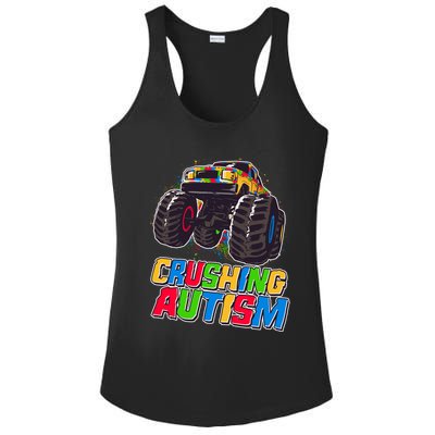 Funny Cool Crushing Autism Puzzle Piece Monster Truck Ladies PosiCharge Competitor Racerback Tank