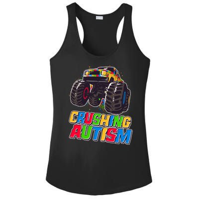 Funny Cool Crushing Autism Puzzle Piece Monster Truck Ladies PosiCharge Competitor Racerback Tank