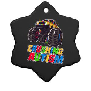 Funny Cool Crushing Autism Puzzle Piece Monster Truck Ceramic Star Ornament