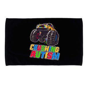 Funny Cool Crushing Autism Puzzle Piece Monster Truck Microfiber Hand Towel