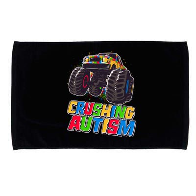 Funny Cool Crushing Autism Puzzle Piece Monster Truck Microfiber Hand Towel