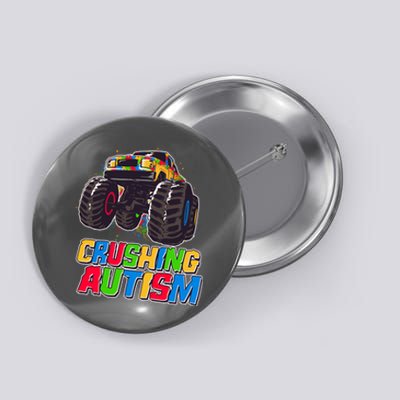 Funny Cool Crushing Autism Puzzle Piece Monster Truck Button