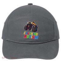 Funny Cool Crushing Autism Puzzle Piece Monster Truck 7-Panel Snapback Hat