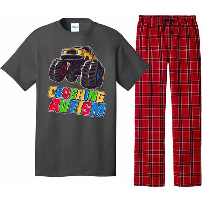 Funny Cool Crushing Autism Puzzle Piece Monster Truck Pajama Set