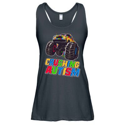 Funny Cool Crushing Autism Puzzle Piece Monster Truck Ladies Essential Flowy Tank