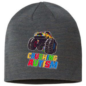 Funny Cool Crushing Autism Puzzle Piece Monster Truck Sustainable Beanie