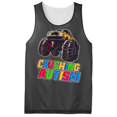 Funny Cool Crushing Autism Puzzle Piece Monster Truck Mesh Reversible Basketball Jersey Tank