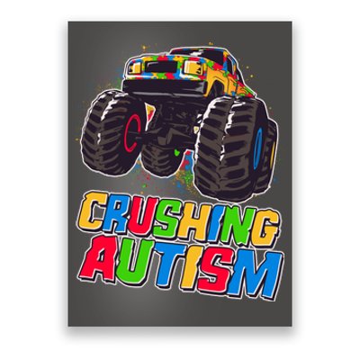 Funny Cool Crushing Autism Puzzle Piece Monster Truck Poster