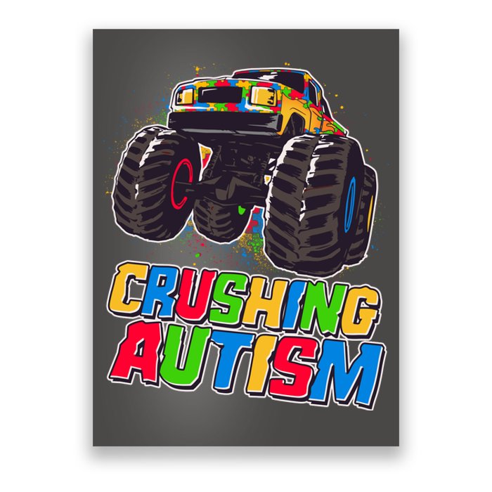 Funny Cool Crushing Autism Puzzle Piece Monster Truck Poster