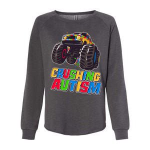 Funny Cool Crushing Autism Puzzle Piece Monster Truck Womens California Wash Sweatshirt