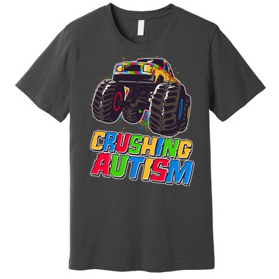 Funny Cool Crushing Autism Puzzle Piece Monster Truck Premium T-Shirt