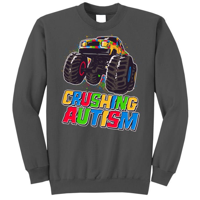 Funny Cool Crushing Autism Puzzle Piece Monster Truck Tall Sweatshirt