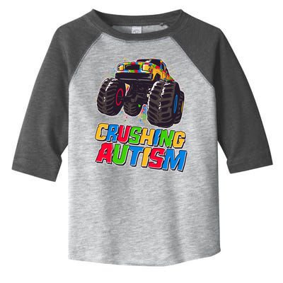 Funny Cool Crushing Autism Puzzle Piece Monster Truck Toddler Fine Jersey T-Shirt