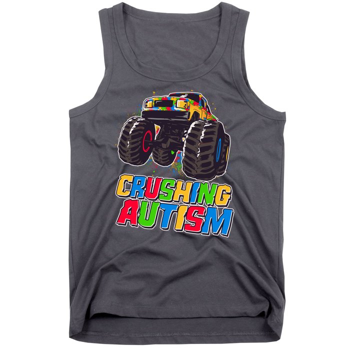 Funny Cool Crushing Autism Puzzle Piece Monster Truck Tank Top