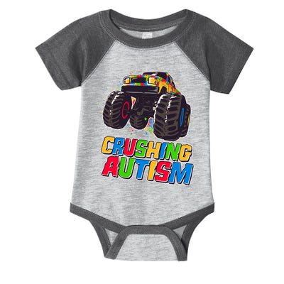 Funny Cool Crushing Autism Puzzle Piece Monster Truck Infant Baby Jersey Bodysuit