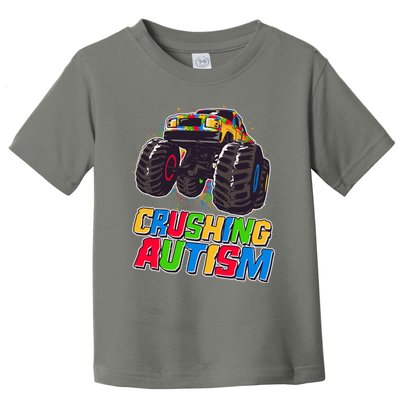 Funny Cool Crushing Autism Puzzle Piece Monster Truck Toddler T-Shirt