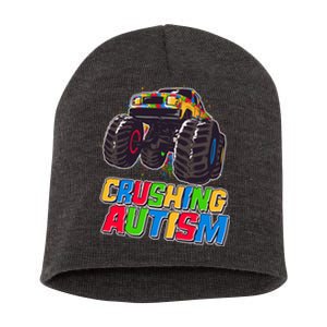 Funny Cool Crushing Autism Puzzle Piece Monster Truck Short Acrylic Beanie