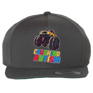 Funny Cool Crushing Autism Puzzle Piece Monster Truck Wool Snapback Cap