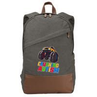 Funny Cool Crushing Autism Puzzle Piece Monster Truck Cotton Canvas Backpack