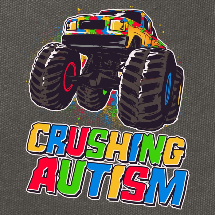 Funny Cool Crushing Autism Puzzle Piece Monster Truck Cotton Canvas Backpack