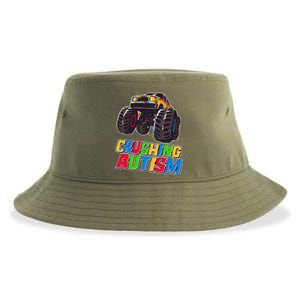 Funny Cool Crushing Autism Puzzle Piece Monster Truck Sustainable Bucket Hat