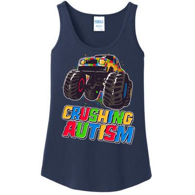 Funny Cool Crushing Autism Puzzle Piece Monster Truck Ladies Essential Tank