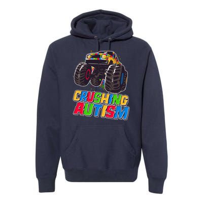 Funny Cool Crushing Autism Puzzle Piece Monster Truck Premium Hoodie