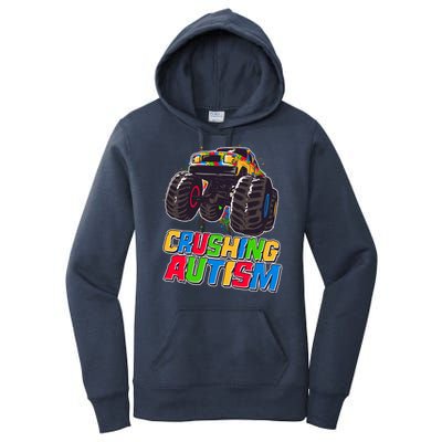 Funny Cool Crushing Autism Puzzle Piece Monster Truck Women's Pullover Hoodie