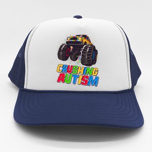 Funny Cool Crushing Autism Puzzle Piece Monster Truck Trucker Hat