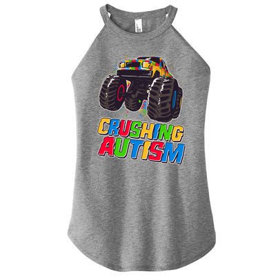 Funny Cool Crushing Autism Puzzle Piece Monster Truck Women’s Perfect Tri Rocker Tank