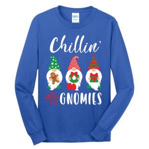 Funny Christmas Chillin With My Gnomies Cute Gnomes Friends Gift Tall Long Sleeve T-Shirt