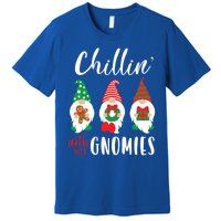 Funny Christmas Chillin With My Gnomies Cute Gnomes Friends Gift Premium T-Shirt