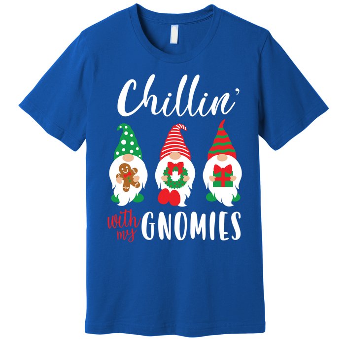 Funny Christmas Chillin With My Gnomies Cute Gnomes Friends Gift Premium T-Shirt