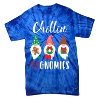 Funny Christmas Chillin With My Gnomies Cute Gnomes Friends Gift Tie-Dye T-Shirt