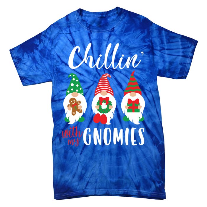 Funny Christmas Chillin With My Gnomies Cute Gnomes Friends Gift Tie-Dye T-Shirt